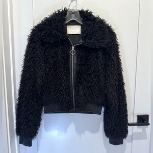 Women's ZARA - Black Faux Fur Bomber Jacket